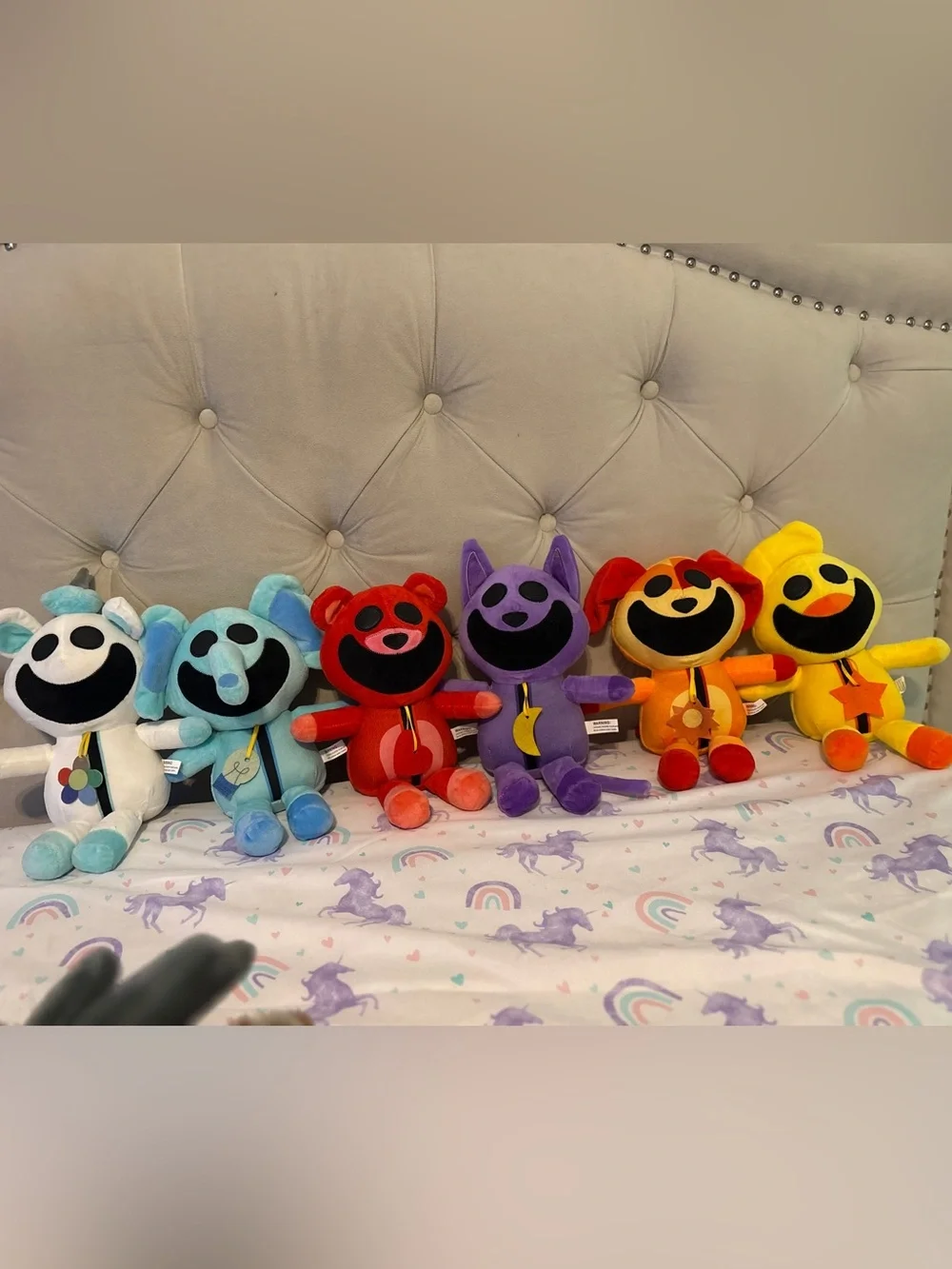 Colorful Plush Character Toy - Purple Smiling Cat